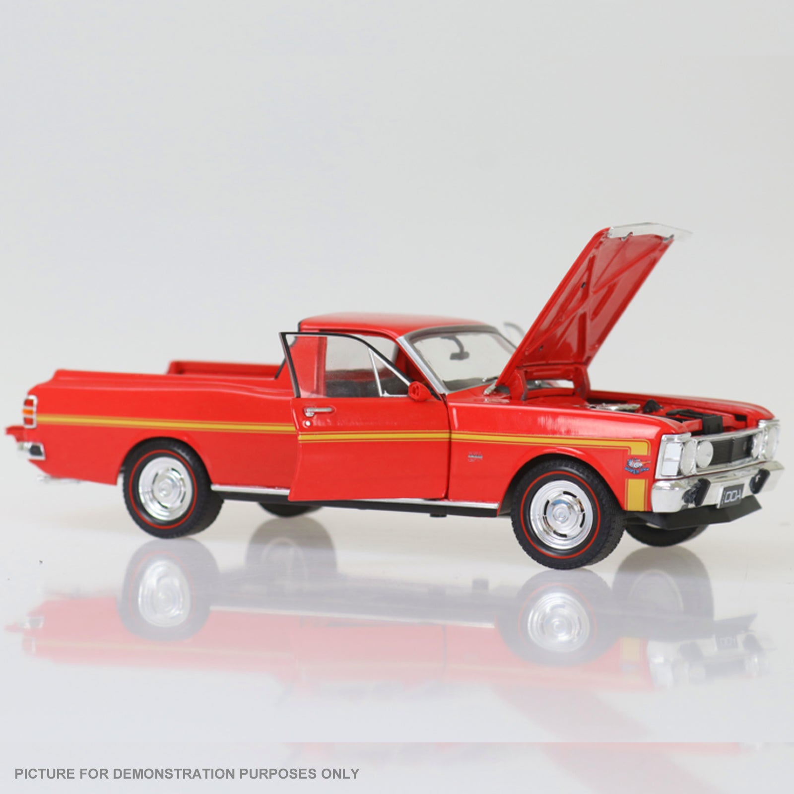 DDA 1:24 Red 1970 XW GTHO Ford Falcon Ute 351 T-Bar Auto Fully Detailed Opening Doors and Tailgate